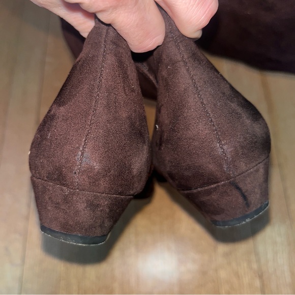 chocolate brown suede knee high Zip boots a2 aerosoles Peter Pan Wmn US 8 - Picture 10 of 16
